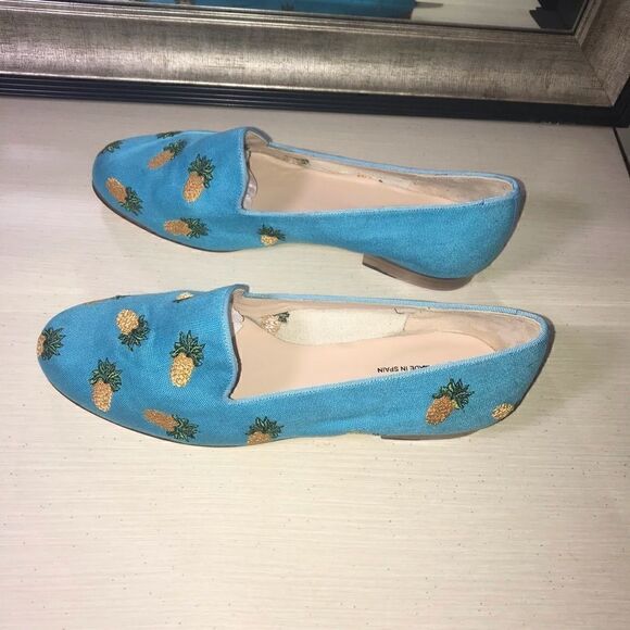 Jon Josef Pineapple Turquoise Linen Flat-5.5 - Picture 7 of 8